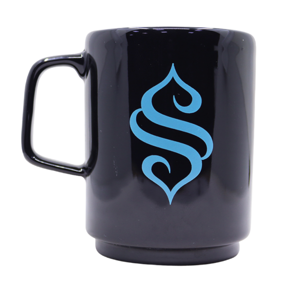 Semerkand logolu siyah porselen kupa